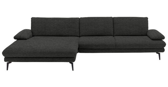 ECKSOFA  in Velours Anthrazit  180/310 cm  - Anthrazit/Schwarz, Design, Textil/Metall (180/310cm) - Dieter Knoll