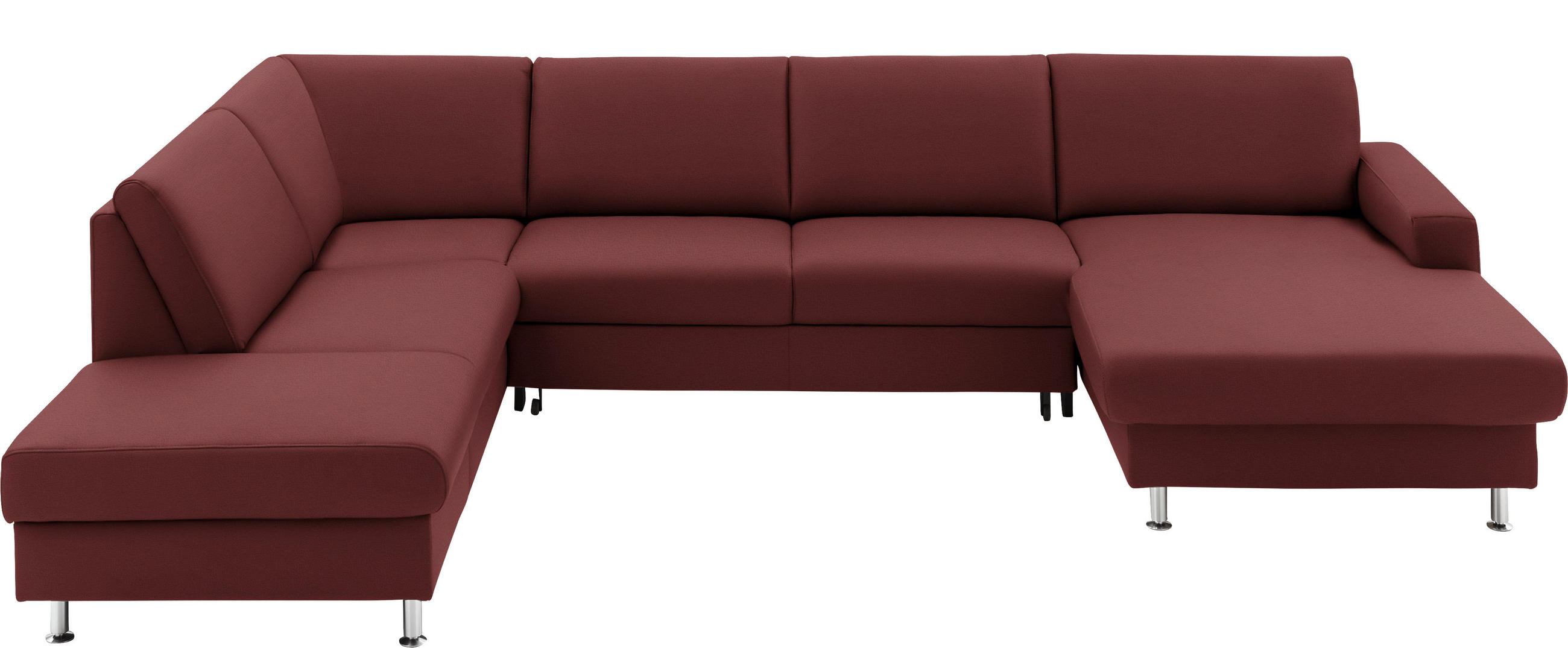 WOHNLANDSCHAFT in Echtleder Brombeere  - Brombeere/Alufarben, Design, Leder/Metall (233/339/165cm) - Beldomo Premium