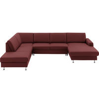 WOHNLANDSCHAFT in Echtleder Brombeere  - Brombeere/Alufarben, Design, Leder/Metall (233/339/165cm) - Beldomo Premium
