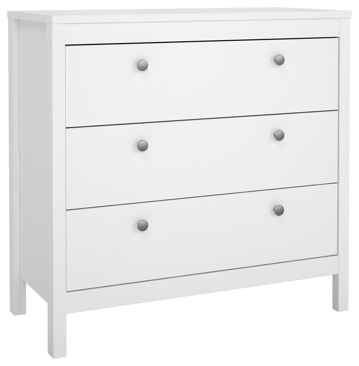 KOMODA  - biela/strieborná, Modern, kov/kompozitné drevo (82,3/79,7/38,4cm) - MID.YOU