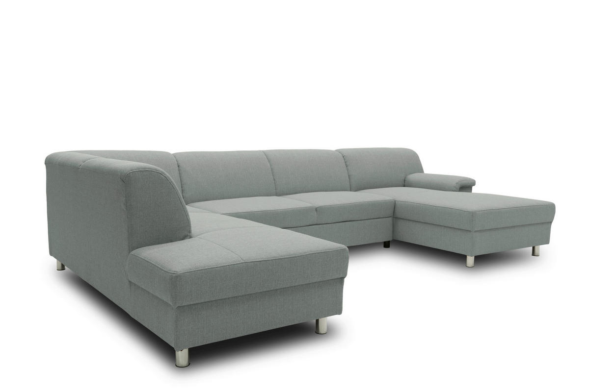 WOHNLANDSCHAFT Silberfarben Webstoff  - Chromfarben/Silberfarben, KONVENTIONELL, Textil/Metall (194/308/150cm) - MID.YOU