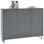 SCHUHSCHRANK Eiche furniert Grau, Eichefarben  - Eichefarben/Alufarben, Design, Holz/Holzwerkstoff (139/104/36cm) - Dieter Knoll