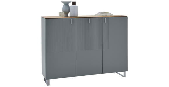 SCHUHSCHRANK Eiche furniert Grau, Eichefarben  - Eichefarben/Alufarben, Design, Holz/Holzwerkstoff (139/104/36cm) - Dieter Knoll