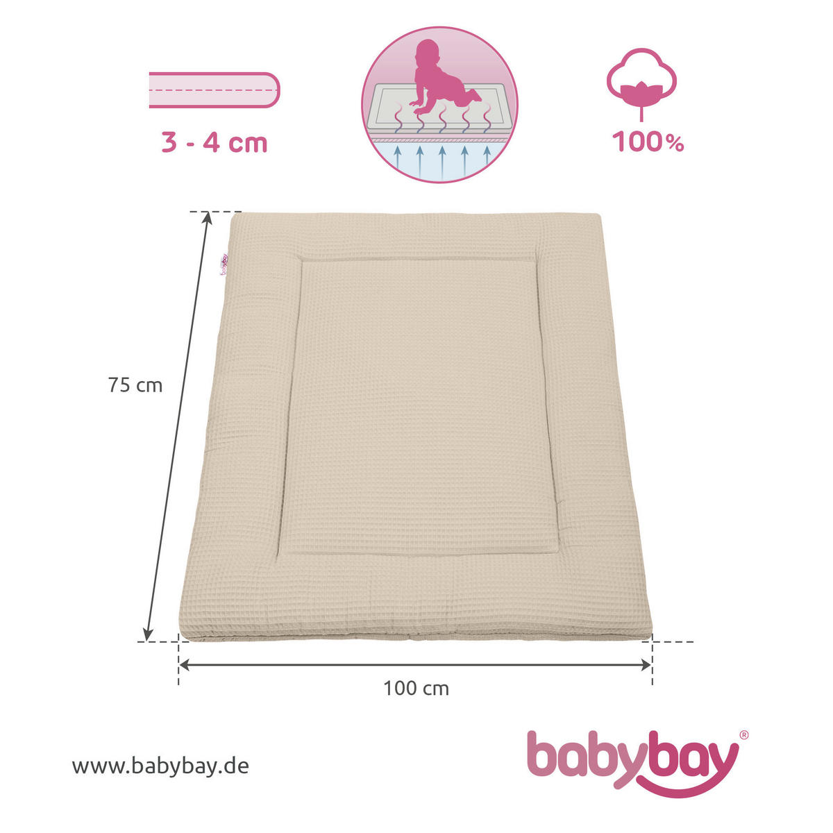 KRABBELDECKE 100/75 cm  - Sandfarben, Basics, Textil (100/75cm) - Babybay