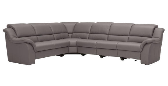 ECKSOFA in Echtleder Grau  260/324 cm  - Schwarz/Grau, KONVENTIONELL, Leder/Kunststoff (260/324cm) - Cantus