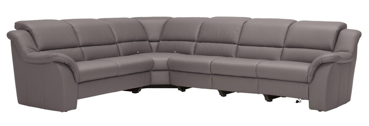 ECKSOFA Grau Echtleder  - Schwarz/Grau, KONVENTIONELL, Leder/Kunststoff (260/324cm) - Cantus