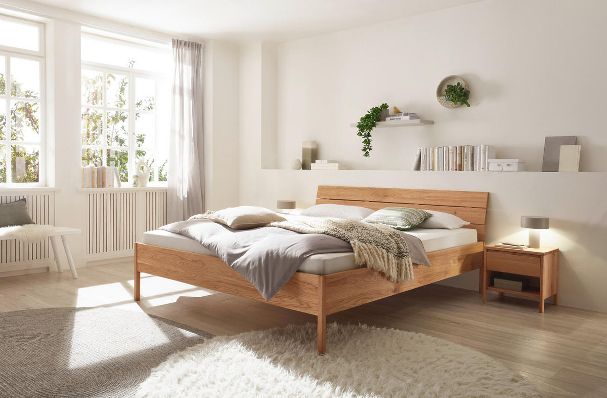 BETT 200/200 cm,  in Wildeiche,  - Wildeiche, KONVENTIONELL, Holz (200/200cm) - Linea Natura