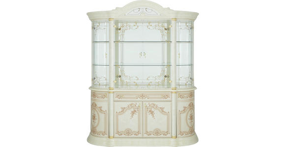 VITRINE in Beige - Beige/Goldfarben, LIFESTYLE, Glas/Holzwerkstoff (189/228/56cm) - Cantus