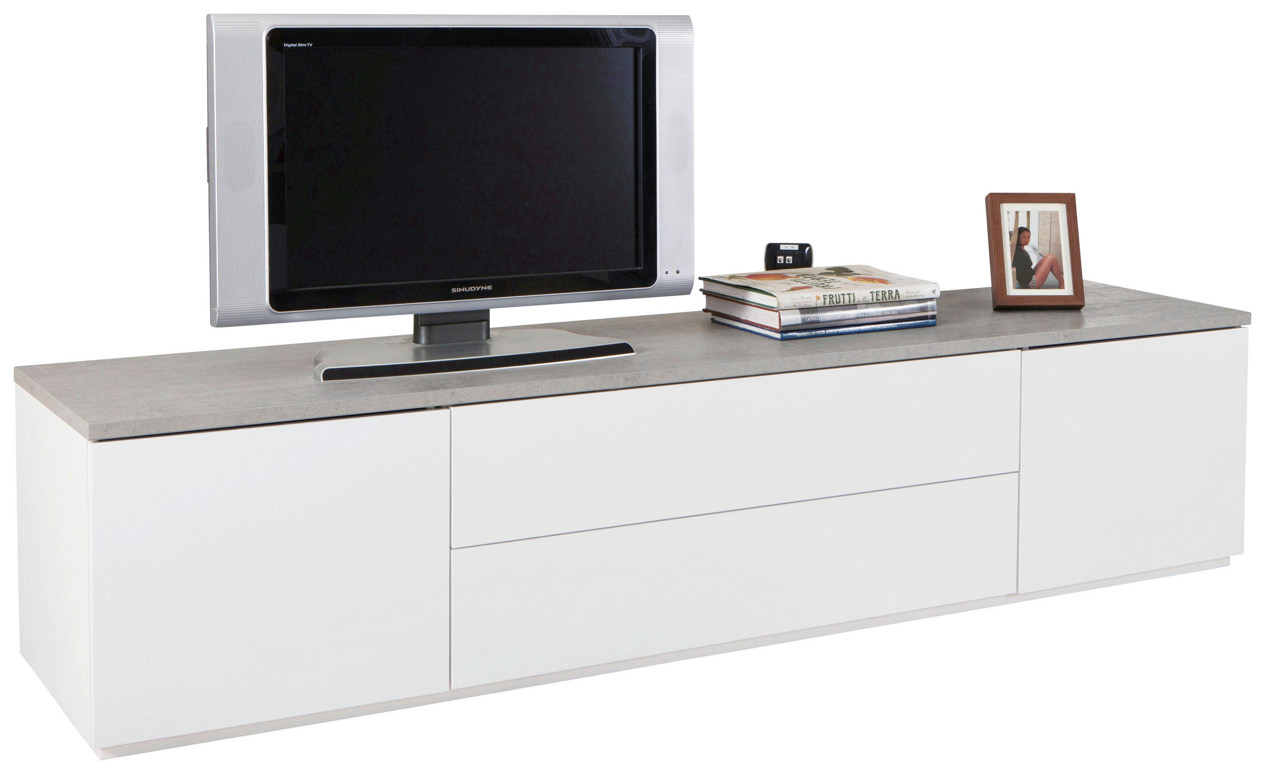 TV-BÄNK 200/45/45 cm - vit/grå, Design, träbaserade material (200/45/45cm) - Carryhome