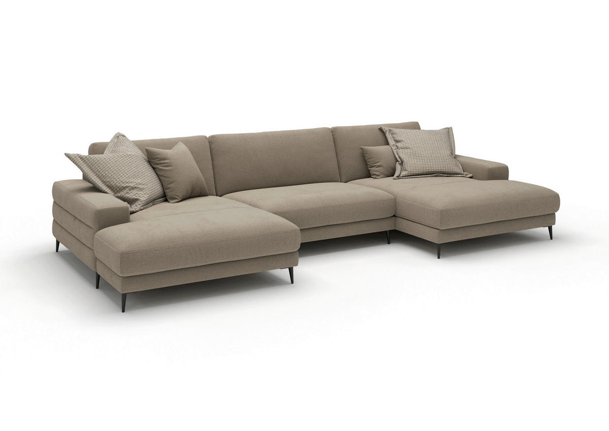 WOHNLANDSCHAFT Badia Base Sandfarben Feincord  - Sandfarben/Schwarz, Design, Textil/Metall (177/376/177cm) - Dieter Knoll