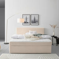 BOXBETT 180/200 cm,  in Beige,  - Beige, MODERN, Holz/Textil (180/200cm) - MID.YOU