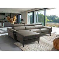 ECKSOFA  in Lederlook Echtleder Schlammfarben  179/252 cm  - Schlammfarben/Schwarz, Design, Leder/Textil (179/252cm) - Livetastic