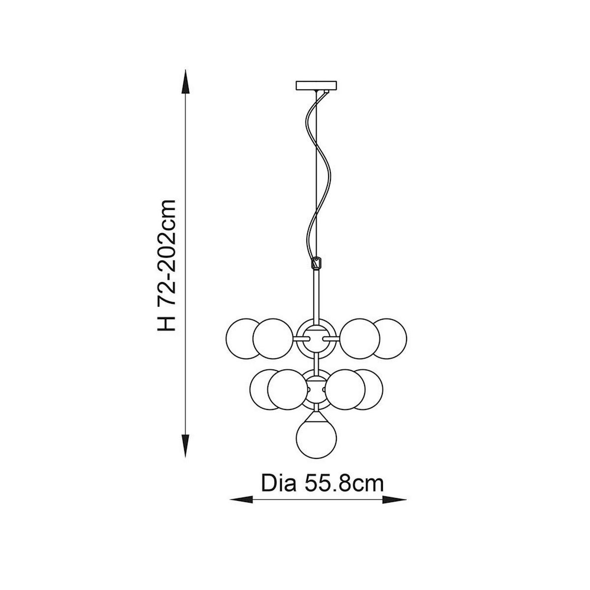 HÄNGELEUCHTE 58/72-202 cm  - Messingfarben, KONVENTIONELL, Metall (58/72-202cm)