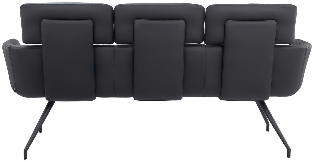 SITZBANK Metall, Leder Schwarz  - Schwarz, Design, Leder/Metall (185/91/70cm) - Dieter Knoll