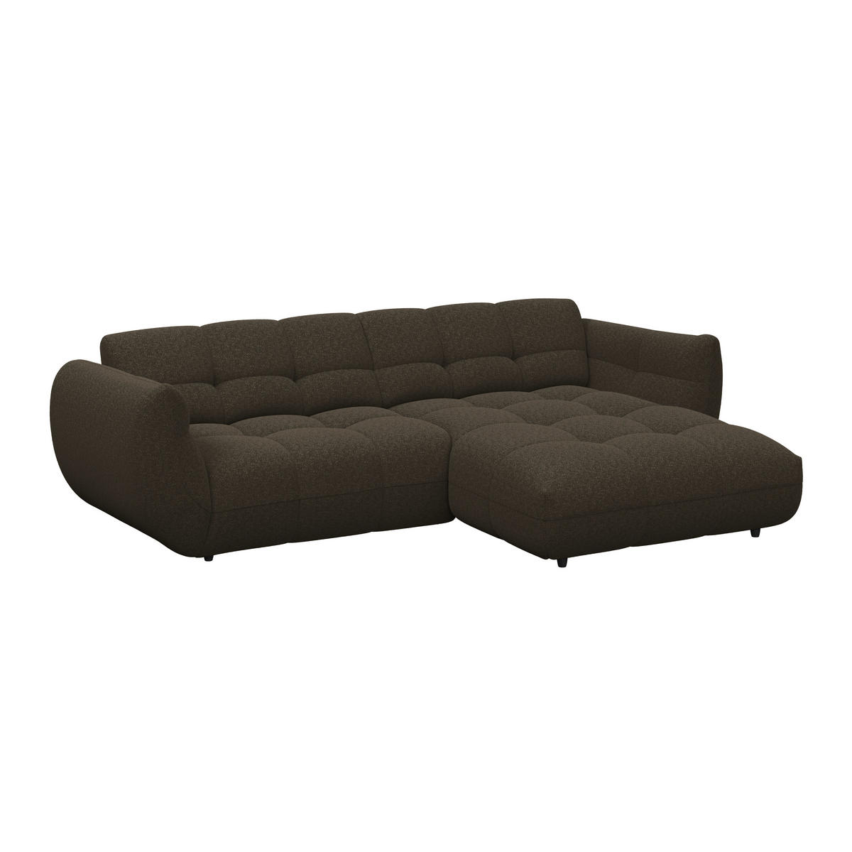 ECKSOFA Dunkelbraun Chenille  - Dunkelbraun/Schwarz, Trend, Kunststoff/Textil (280/178cm) - MID.YOU