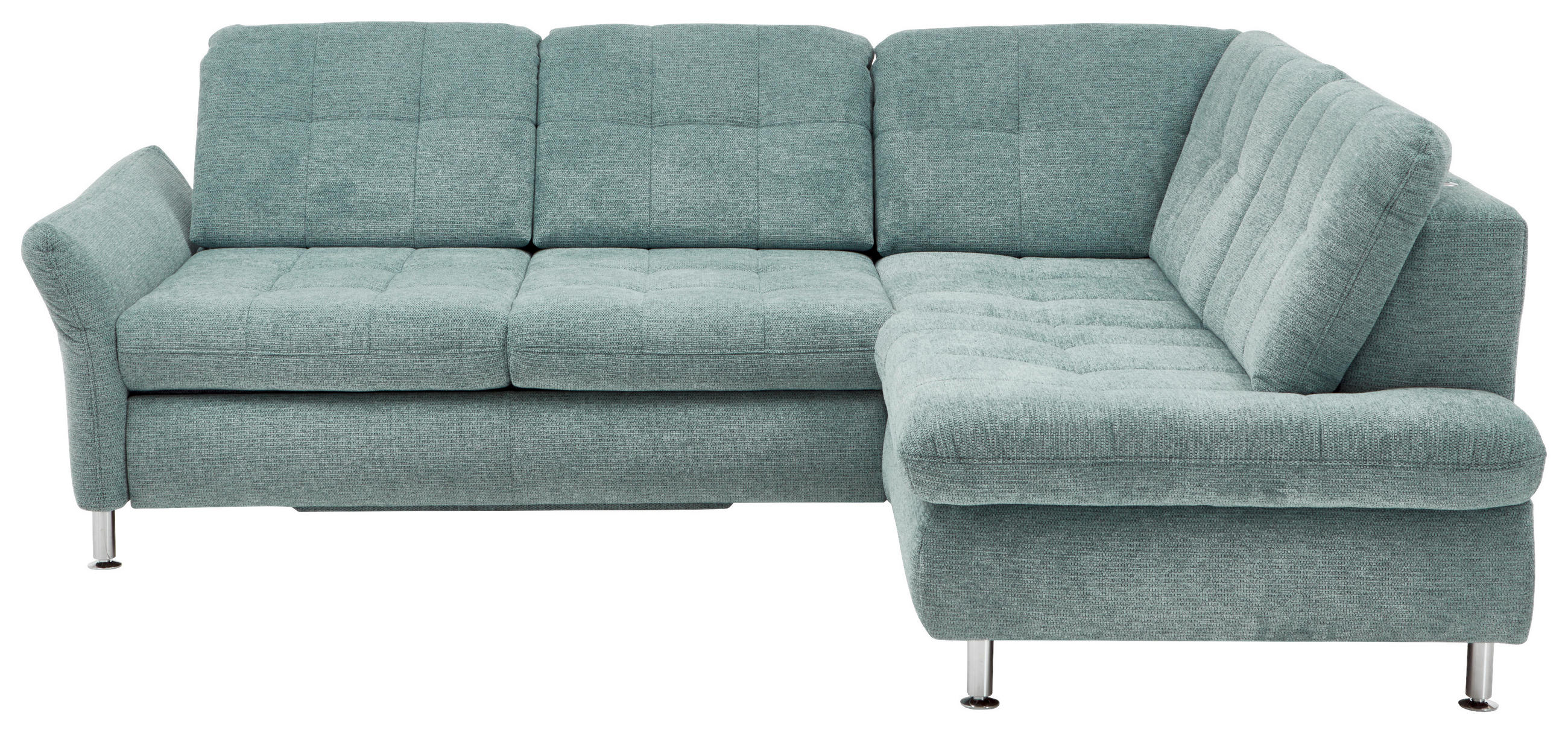 ECKSOFA Blau Webstoff  - Chromfarben/Blau, Design, Textil/Metall (242/210cm) - Beldomo Style
