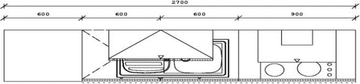 KÜCHENBLOCK 270 cm   in Grün, Eichefarben, Hellgrau  - Eichefarben/Hellgrau, KONVENTIONELL, Holzwerkstoff/Metall (270cm) - Xora