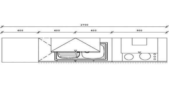 KÜCHENBLOCK 270 cm   in Grün, Eichefarben, Hellgrau  - Eichefarben/Hellgrau, KONVENTIONELL, Holzwerkstoff/Metall (270cm) - Xora