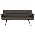 SITZBANK 203,5/87/64 cm Mikrofaser Schwarz, Dunkelgrau  - Dunkelgrau/Schwarz, Design, Textil/Metall (203,5/87/64cm) - Novel
