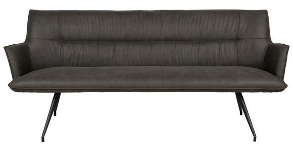 SITZBANK 203,5/87/64 cm Mikrofaser Schwarz, Dunkelgrau  - Dunkelgrau/Schwarz, Design, Textil/Metall (203,5/87/64cm) - Novel
