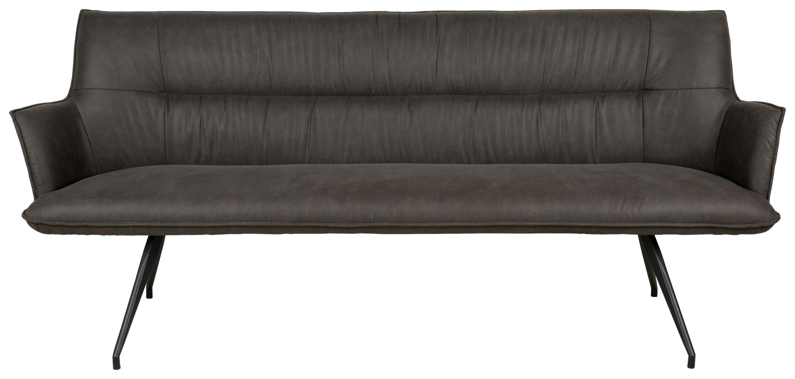 SITZBANK 203,5/87/64 cm Mikrofaser Schwarz, Dunkelgrau - Dunkelgrau/Schwarz, Design, Textil/Metall (203,5/87/64cm) - Novel
