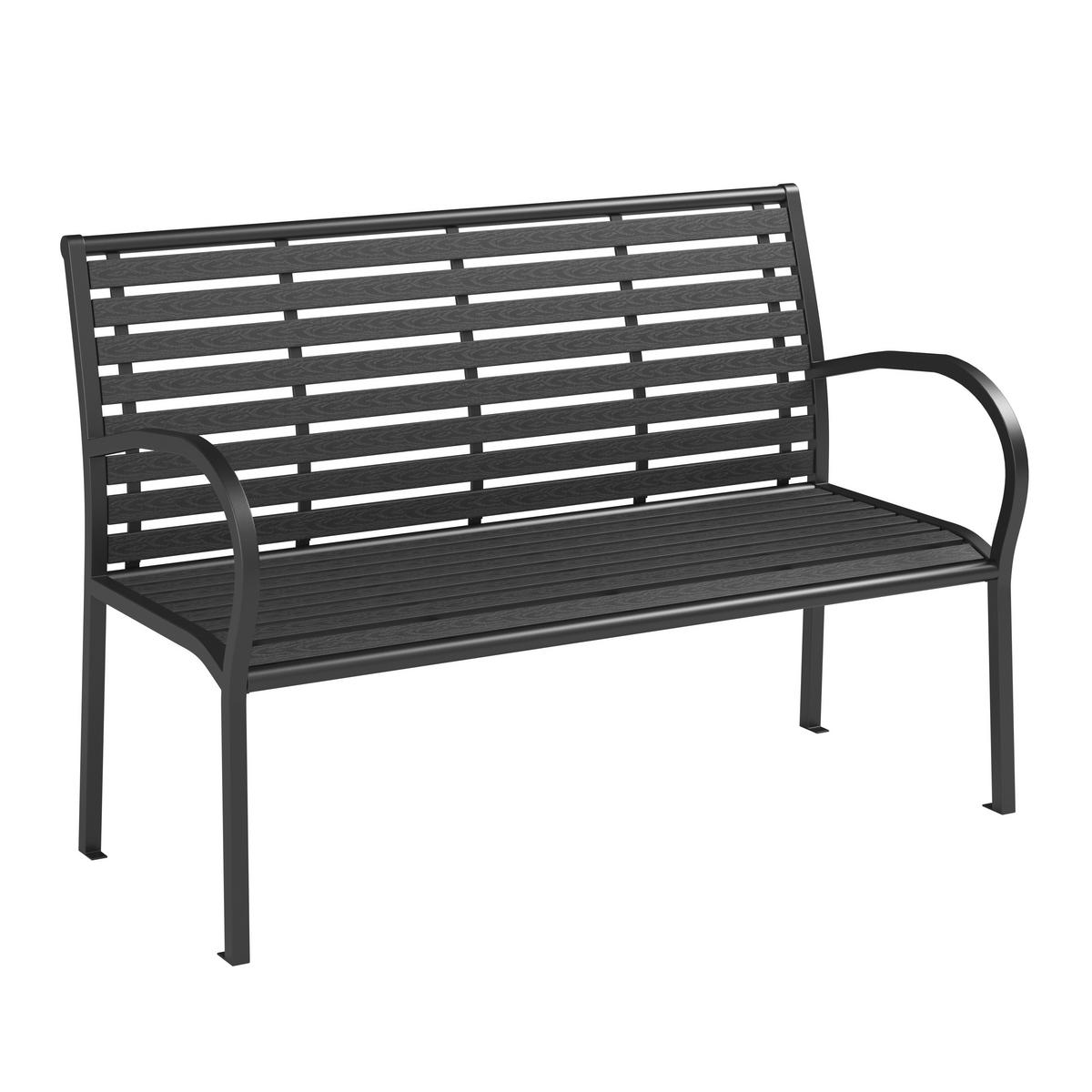 GARTENBANK 125/81/60 cm  in Schwarz  - Schwarz, MODERN, Kunststoff/Metall (125/81/60cm) - Ambia Garden