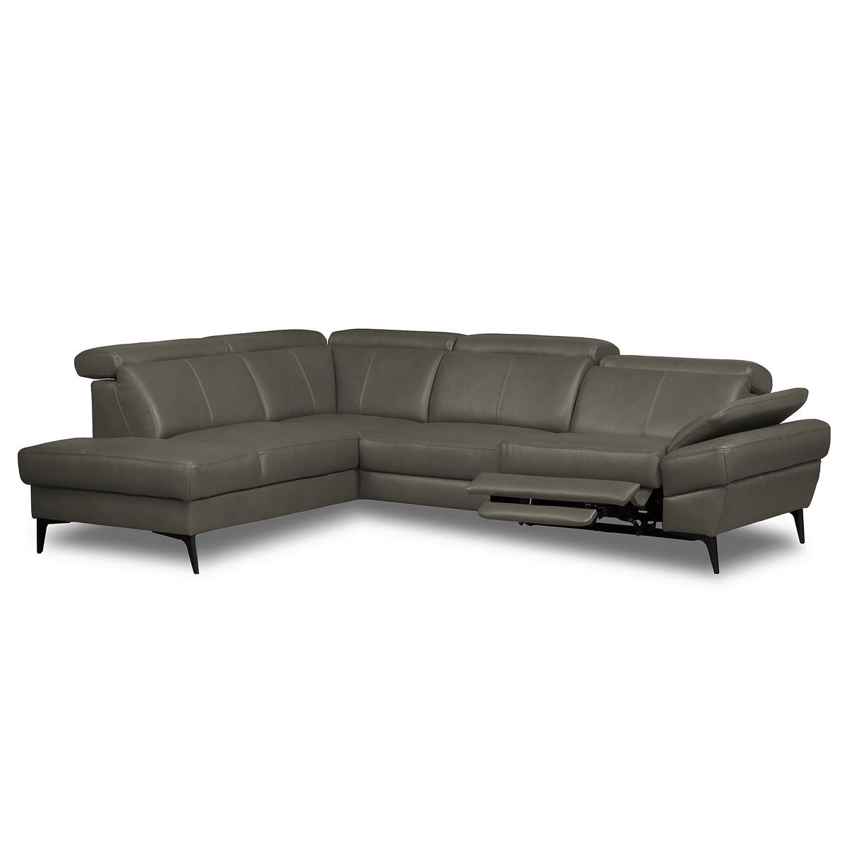 ECKSOFA  in Lederlook Echtleder Schlammfarben  211/264 cm  - Schlammfarben/Schwarz, Design, Leder/Textil (211/264cm) - Livetastic