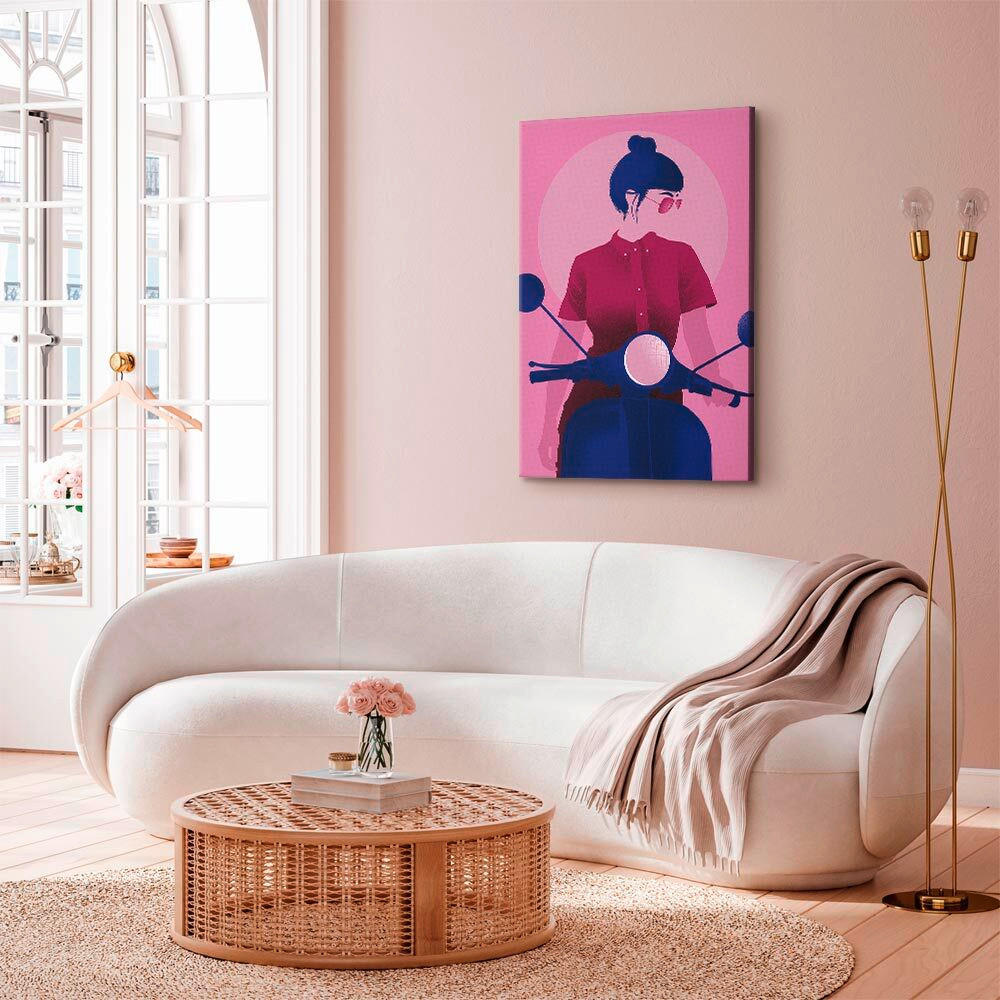 LEINWANDBILD Fahrzeuge, Frauen 80/120/1,2 cm  - Pink/Magenta, Basics, Holz/Textil (80/120/1,2cm) - artgeist