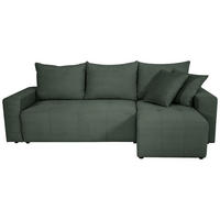 ECKSOFA inkl. Funktion Waldgrün Cord Zierkissen, Bettkasten, Schlaffunktion  - Waldgrün/Schwarz, Design, Kunststoff/Textil (248/146cm) - Xora