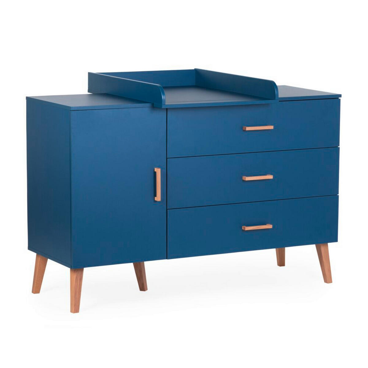 WICKELKOMMODE Bold Blue 2023 Naturfarben, Dunkelblau  - Dunkelblau/Naturfarben, Design, Holz/Holzwerkstoff (137/77/98cm) - Childhome