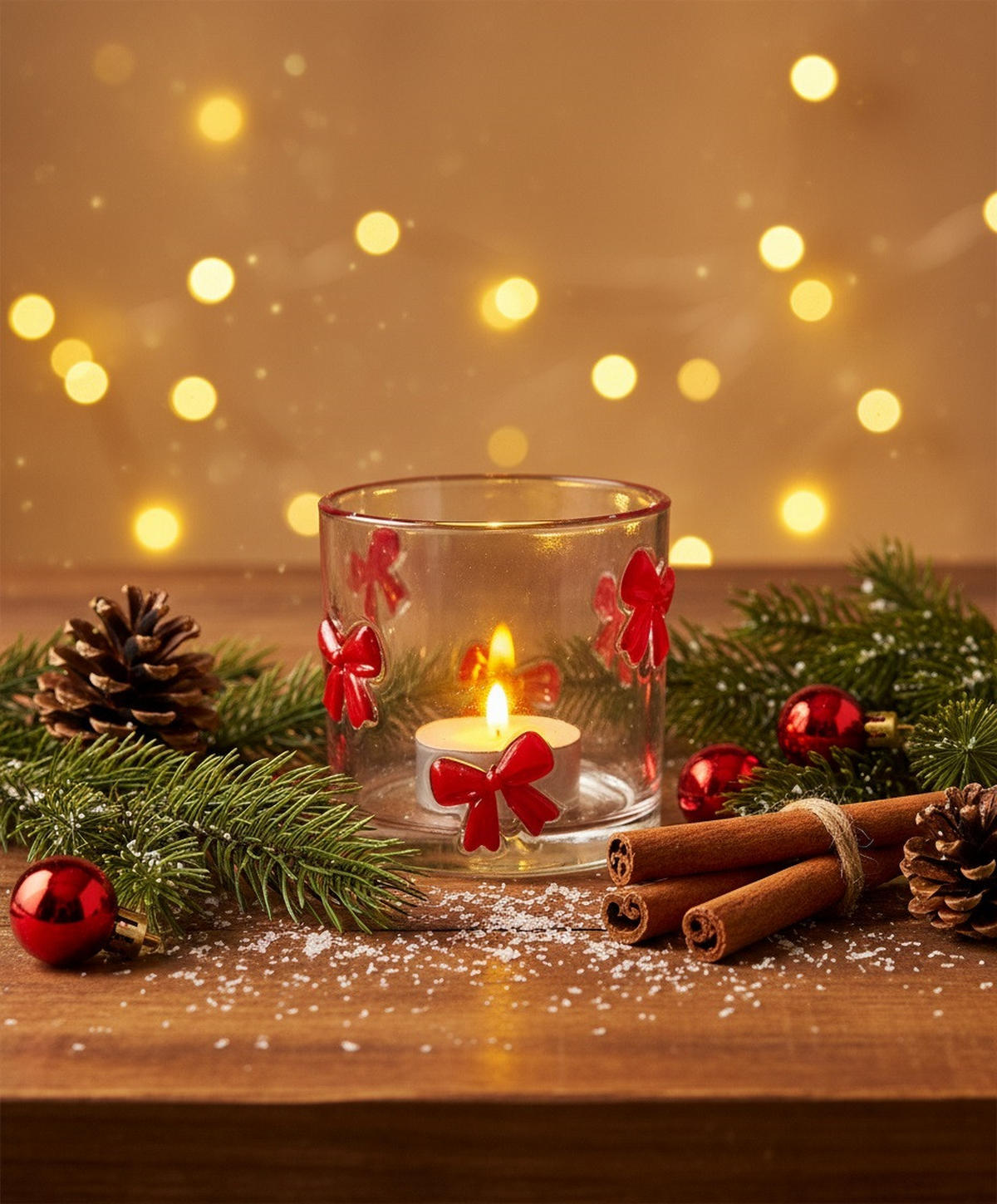 TEELICHTGLAS - Klar/Rot, LIFESTYLE, Glas (10/10cm) - X-Mas