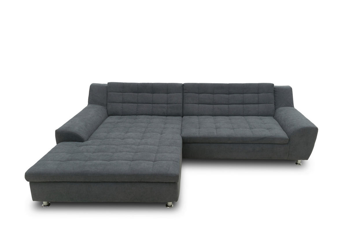 ECKSOFA MORTON Dunkelgrau Mikrofaser  - Chromfarben/Dunkelgrau, MODERN, Textil/Metall (304/200/84cm) - MID.YOU