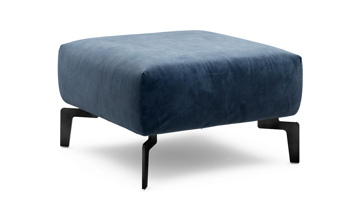 HOCKER Samt Dunkelblau  - Schwarz/Dunkelblau, Design, Textil/Metall (70/70/46cm) - SENSOO