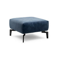 HOCKER Samt Dunkelblau  - Schwarz/Dunkelblau, Design, Textil/Metall (70/70/46cm) - SENSOO