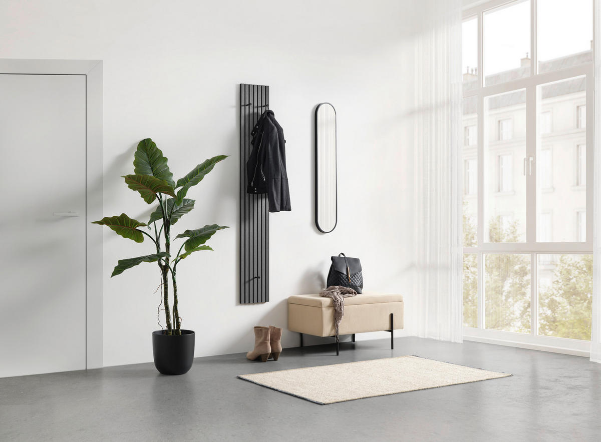 GARDEROBENPANEEL  in 25/160/7 cm  - Schwarz/Grau, MODERN, Holzwerkstoff/Textil (25/160/7cm) - Xora
