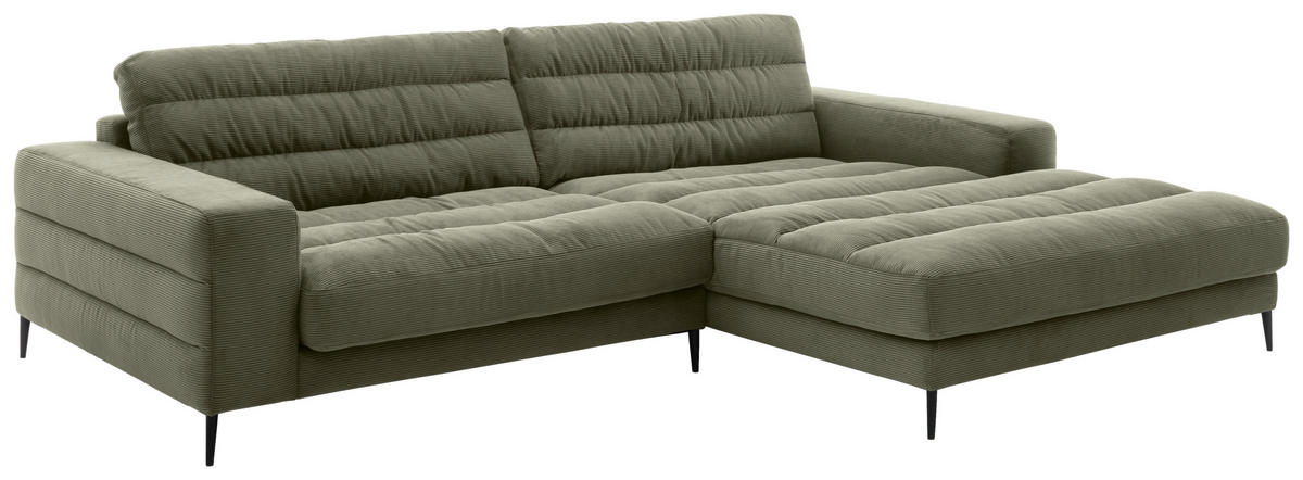 ROHOVÁ SEDAČKA, textil, kompozitní dřevo, olivově zelená - černá/olivově zelená, Design, kov/kompozitní dřevo (290/177cm) - Dieter Knoll