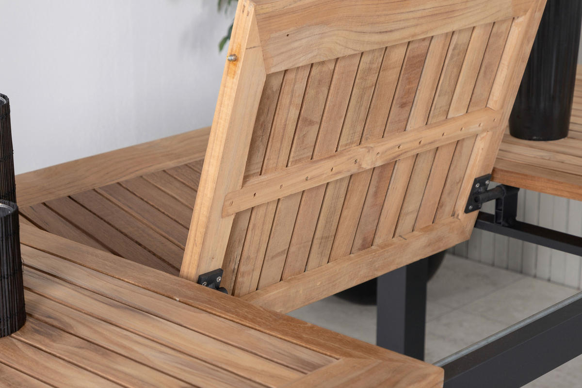 UTEBORD trä, metall rektangulär  - teakfärg/svart, Klassisk, metall/trä (210/90/75cm) - Gardenson