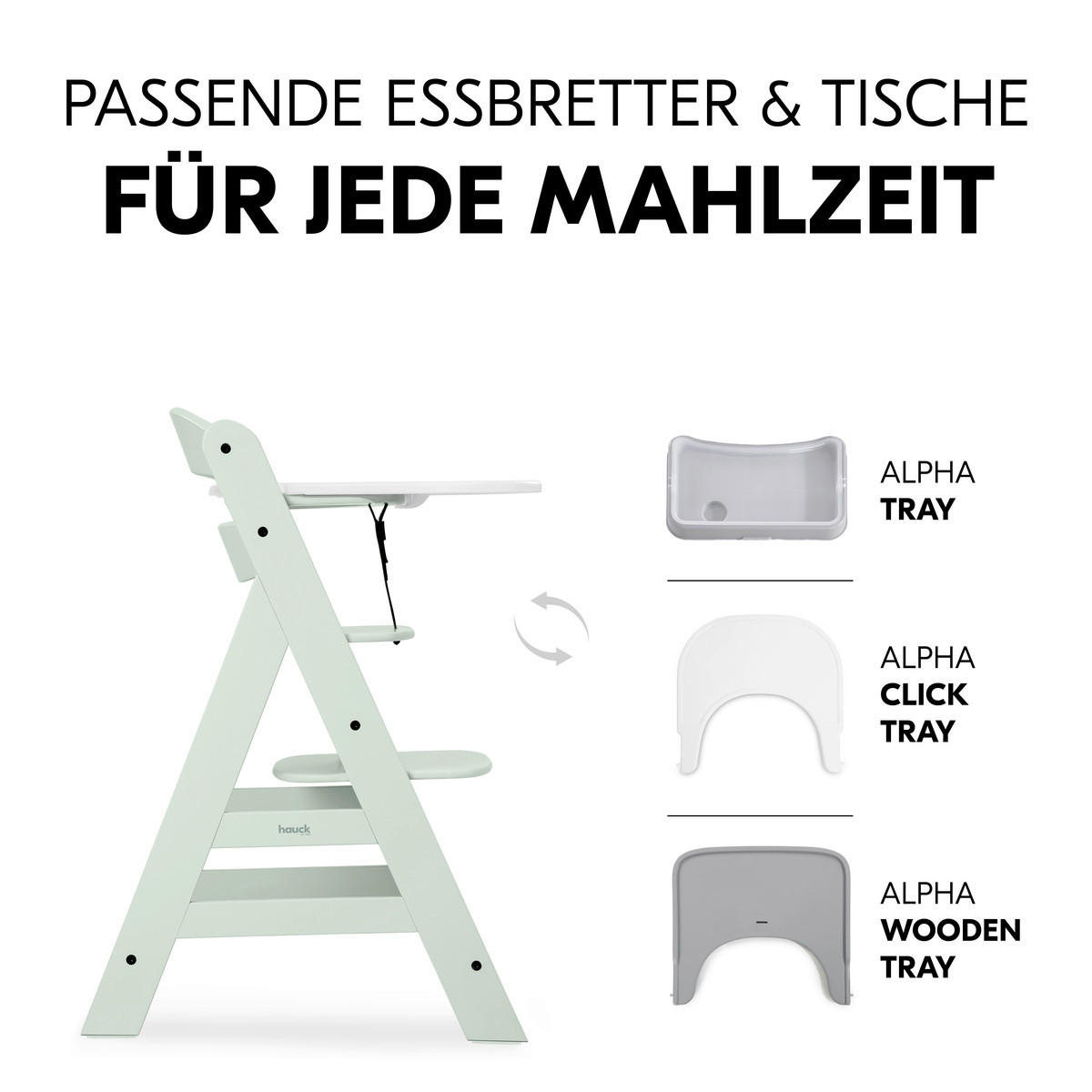 HOCHSTUHL ALPHA + Mintgrün  - Mintgrün, Basics, Holz (56/77/48cm) - Hauck