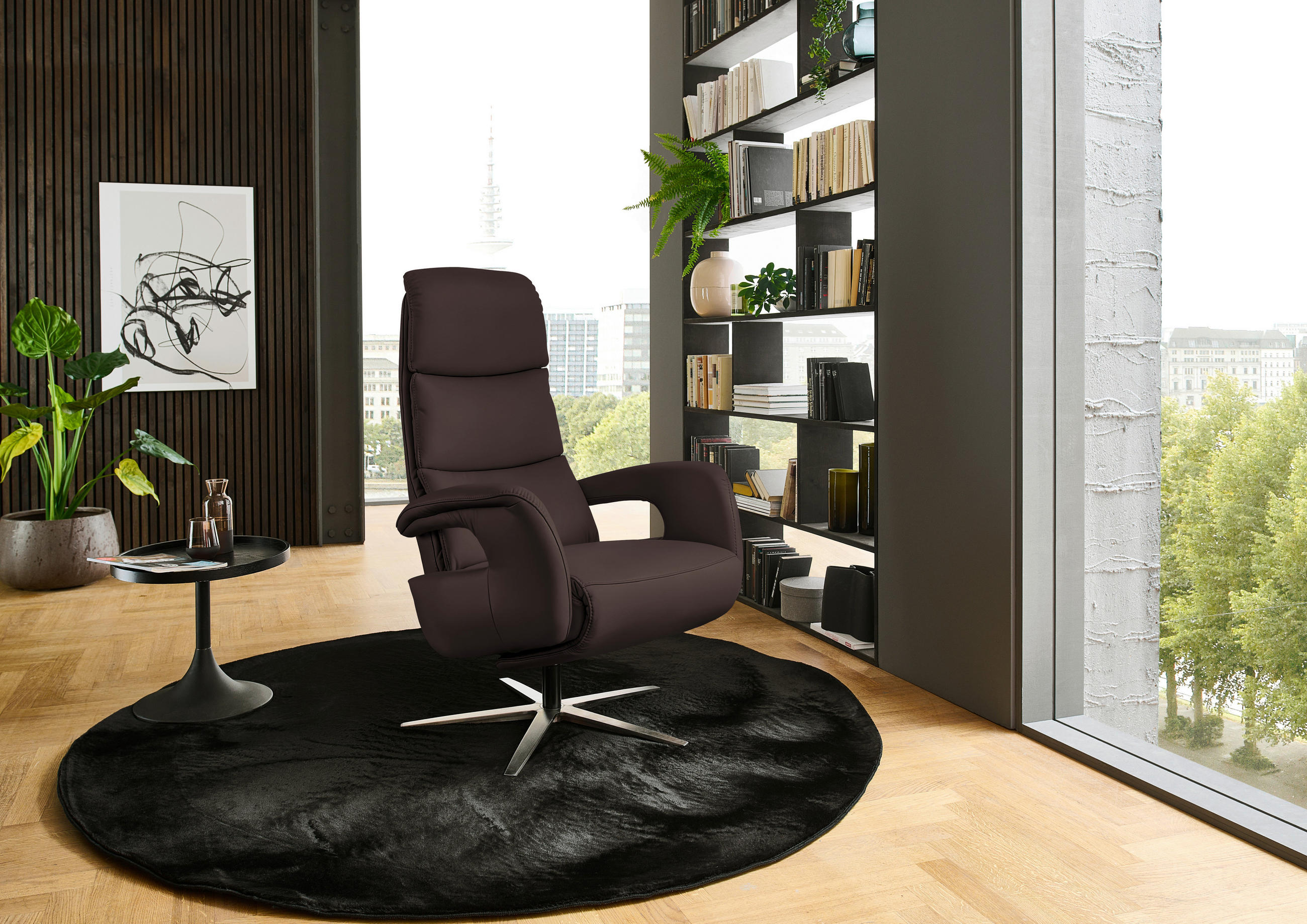 RELAXSESSEL in Leder Braun  - Edelstahlfarben/Braun, Design, Leder/Metall (76/119/86cm) - Dieter Knoll