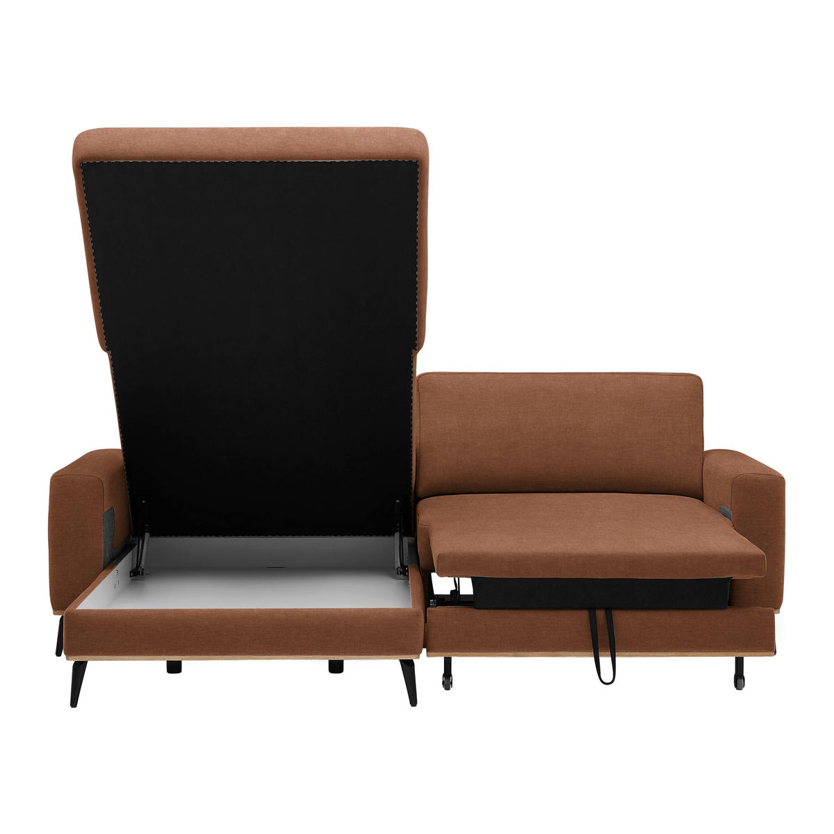 ECKSOFA in Chenille Rostfarben  - Rostfarben/Schwarz, Konventionell, Holz/Textil (167/234cm) - MID.YOU