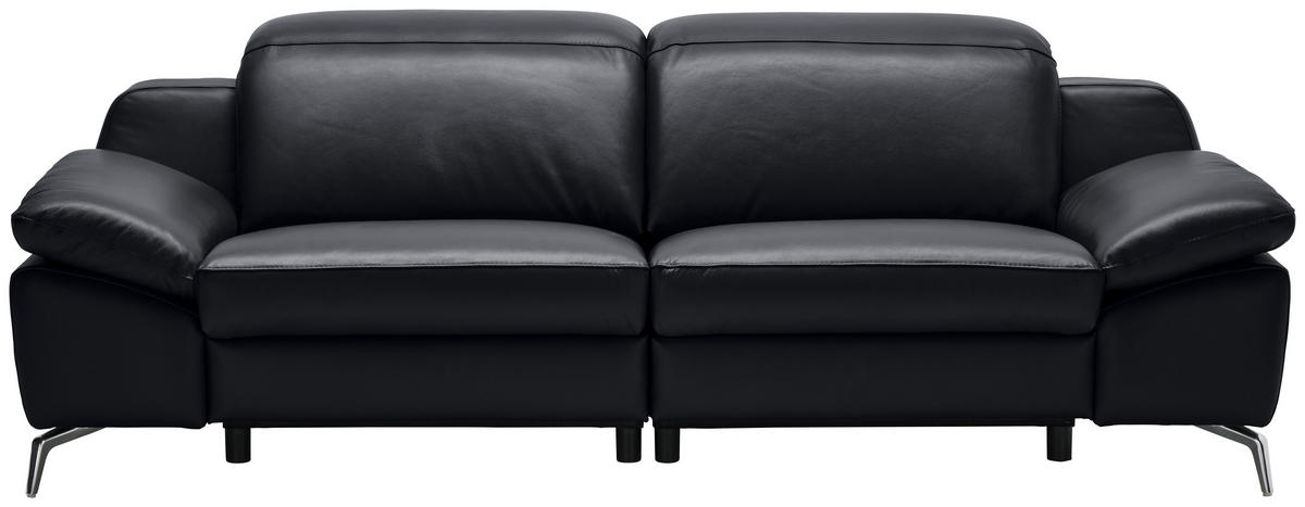 HÁROMÜLÉSES KANAPÉ bőr fekete  - krómszínű/fekete, Design, műanyag/bőr (234/83-99/110cm) - Celina Home