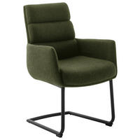 ARMLEHNSTUHL  in Stahl Webstoff  - Schwarz/Olivgrün, Design, Textil/Metall (61/90/64cm) - Dieter Knoll