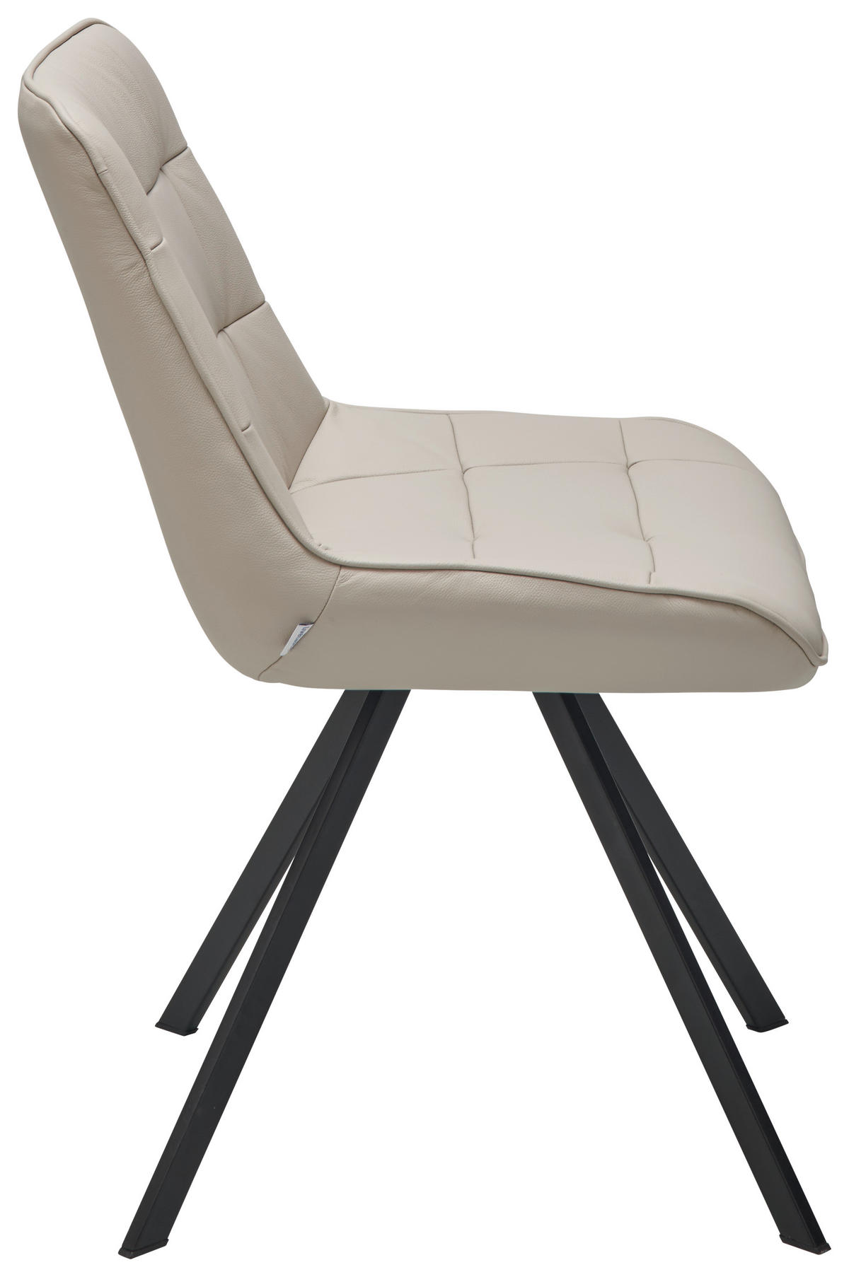 STUHL  in Stahl Echtleder pigmentiert  - Beige/Schwarz, Design, Leder/Metall (56/86/60cm) - Livetastic