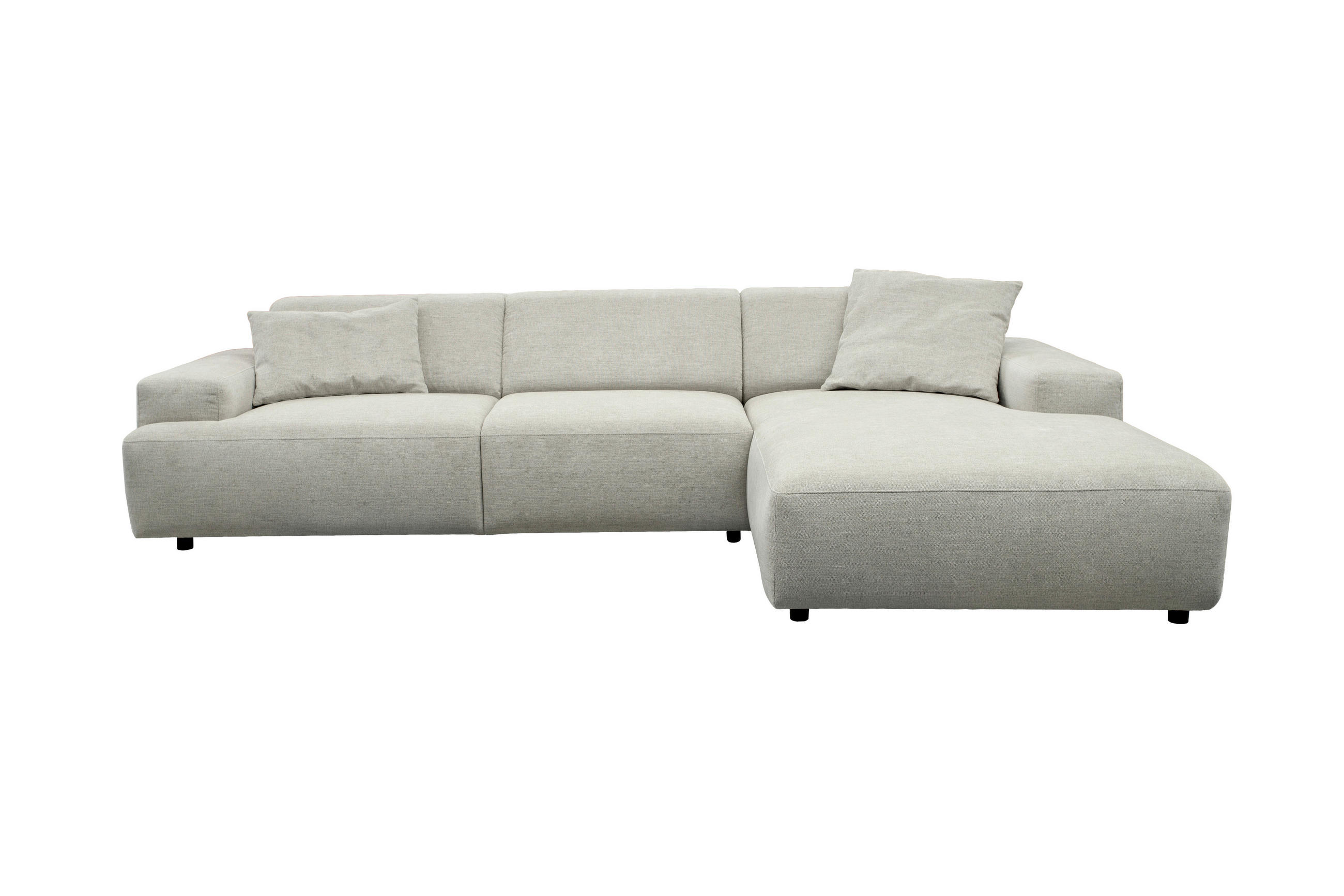 ECKSOFA Silberfarben Flachgewebe Rücken echt  - Silberfarben/Schwarz, KONVENTIONELL, Kunststoff/Textil (294/184cm) - Hom`in