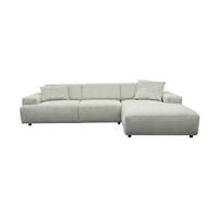 ECKSOFA Silberfarben Flachgewebe Rücken echt  - Silberfarben/Schwarz, KONVENTIONELL, Kunststoff/Textil (294/184cm) - Hom`in