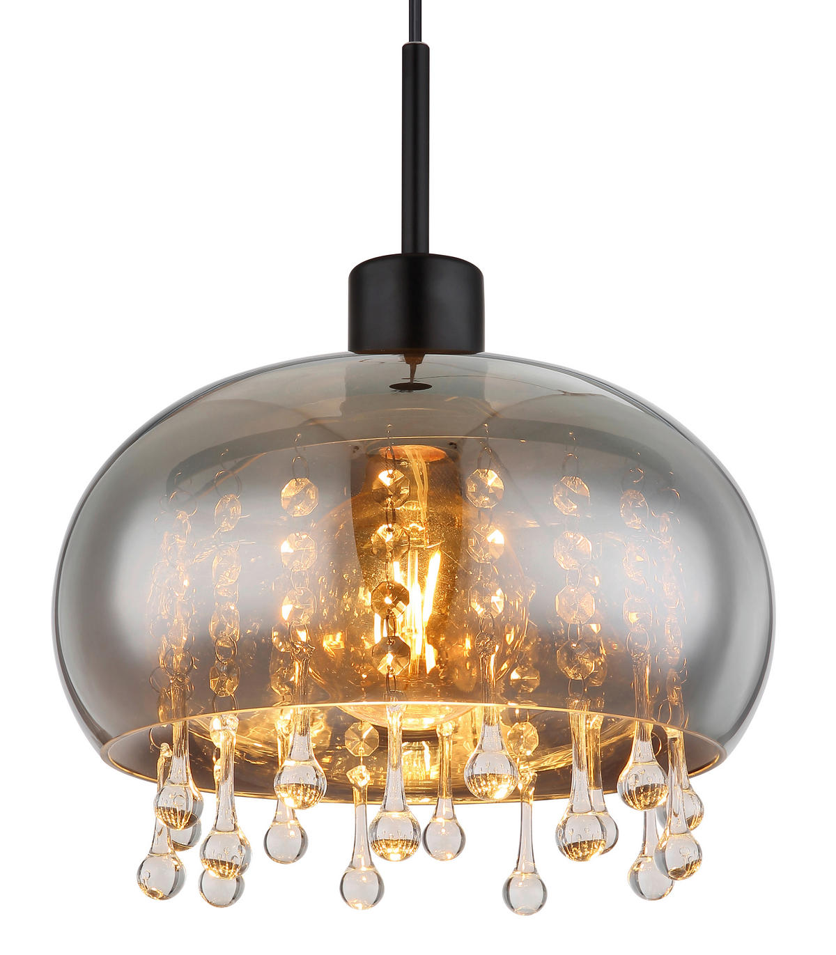 HÄNGELEUCHTE 28/120 cm    - Klar/Schwarz, Lifestyle, Glas/Textil (28/120cm) - Globo