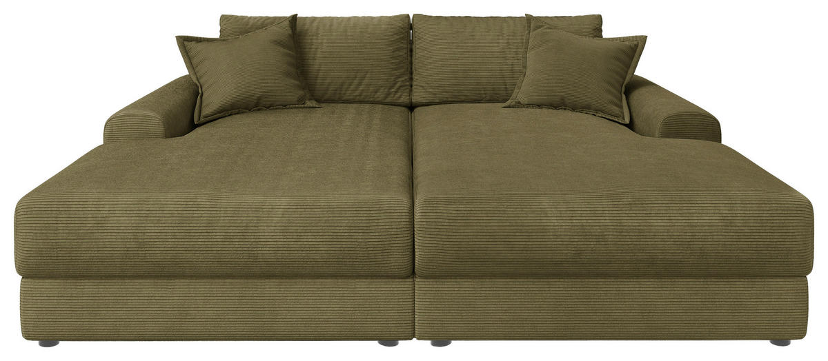 BIGSOFA Cord Olivgrün  - Schwarz/Olivgrün, MODERN, Kunststoff/Textil (234/93/190cm) - Carryhome