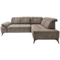 ECKSOFA in Cord Graubraun  - Graubraun/Schwarz, Modern, Textil/Metall (272/200cm) - Livetastic
