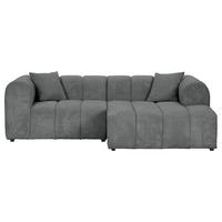 ECKSOFA Dunkelgrau Cord Zierkissen, Rücken echt  - Dunkelgrau/Schwarz, KONVENTIONELL, Kunststoff/Textil (250/162cm) - Carryhome