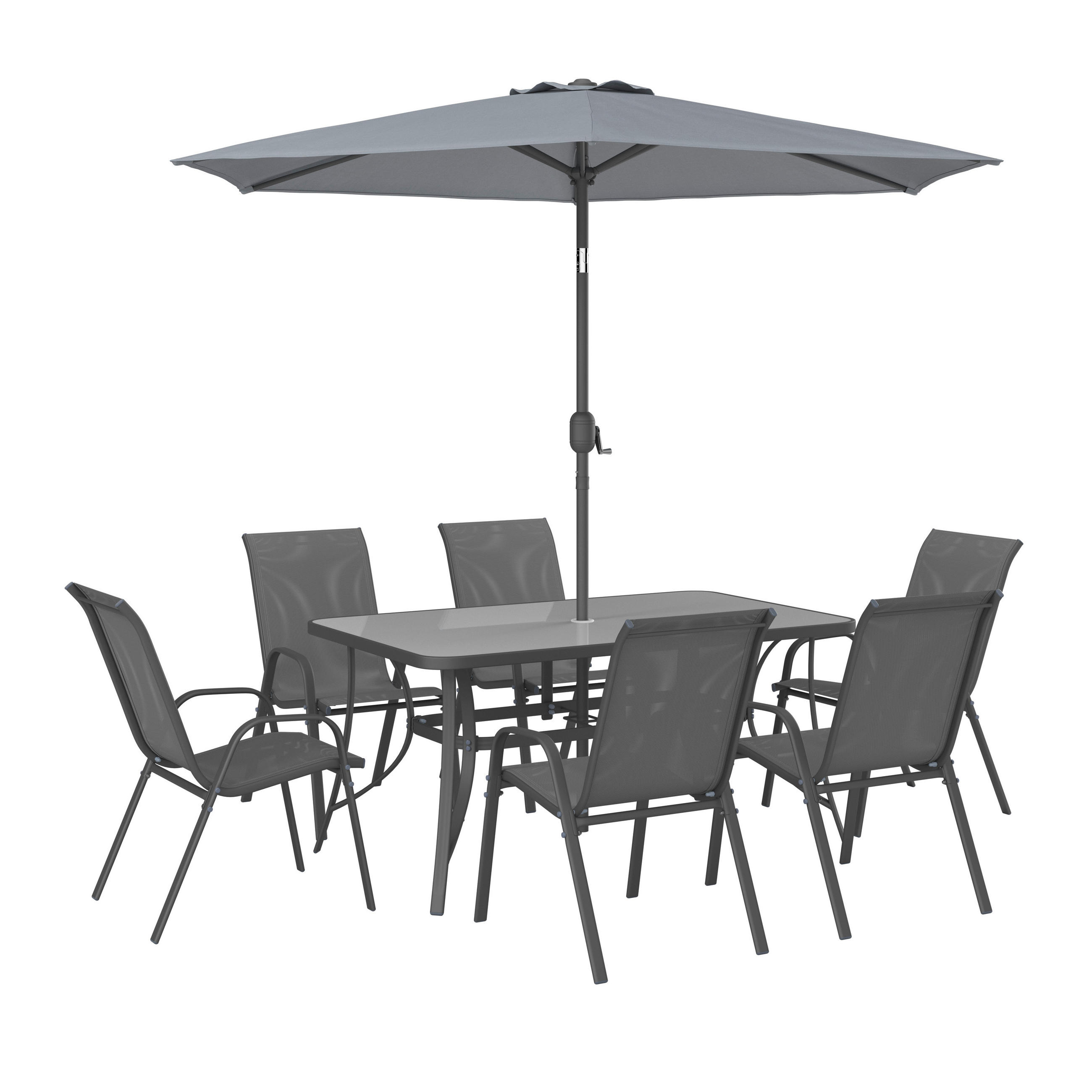 Set Mobilier De Grădină 8 piese  - gri deschis/gri închis, Konventionell, sticlă/metal (54/70/90cm) - Xora